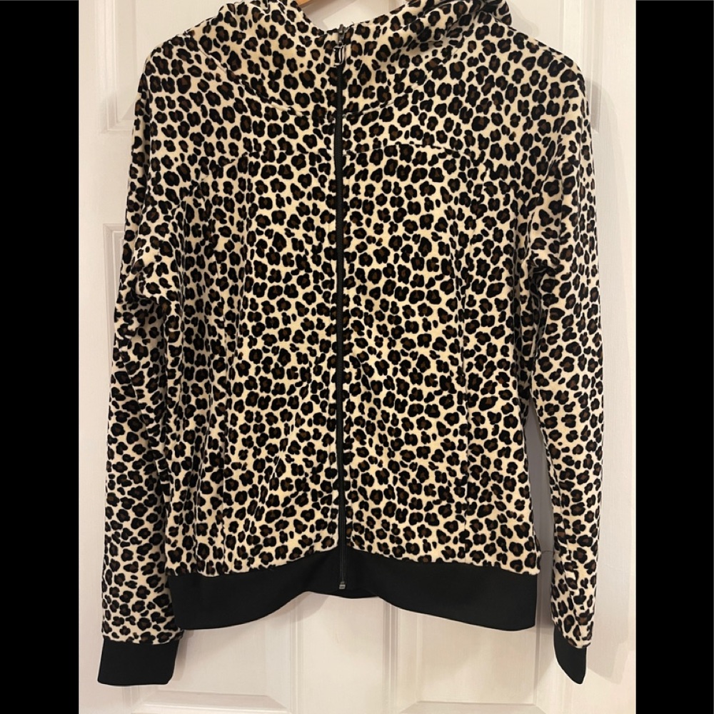 Vintage Velour Juicy Couture Tracksuit Jacket Hooded Zip Up Cheetah velvet y2k